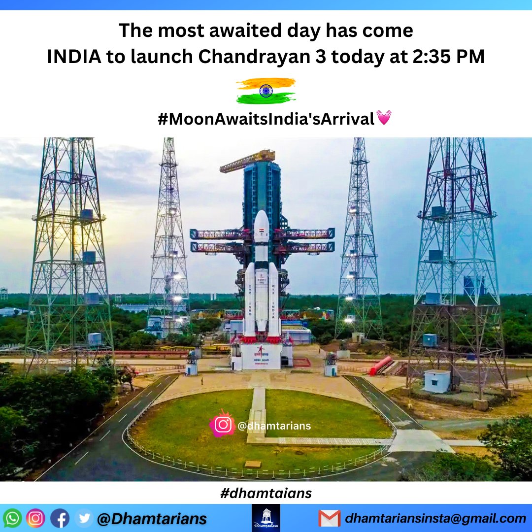 dhamtarians's tweet photo. The day has come🤞🏻🇮🇳 India's 3rd Moon Mission
#Chandrayan3 #MoonMission https://t.co/8fKcjplsu7