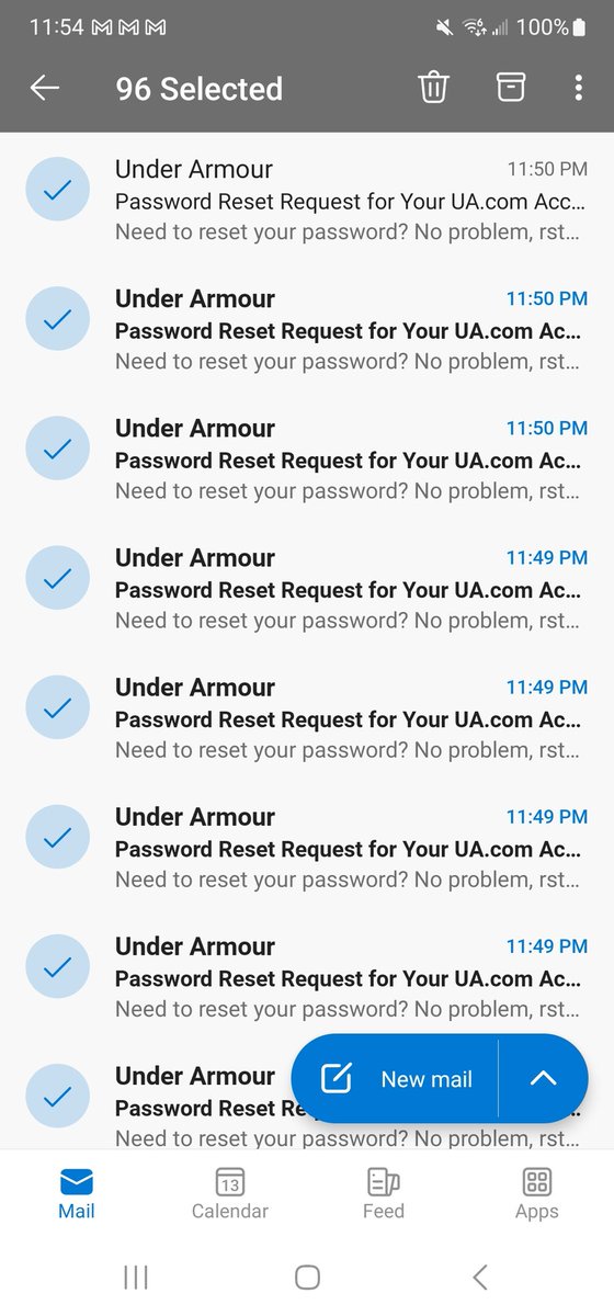 rstwilburn's tweet photo. @UnderArmour Can you tell me why I received 96 emails in the span of 10 min for a password reset?? Your system should've flagged that after the first few reset requests. Makes me feel your system isn't the most secure. https://t.co/5T0E6HkhGK