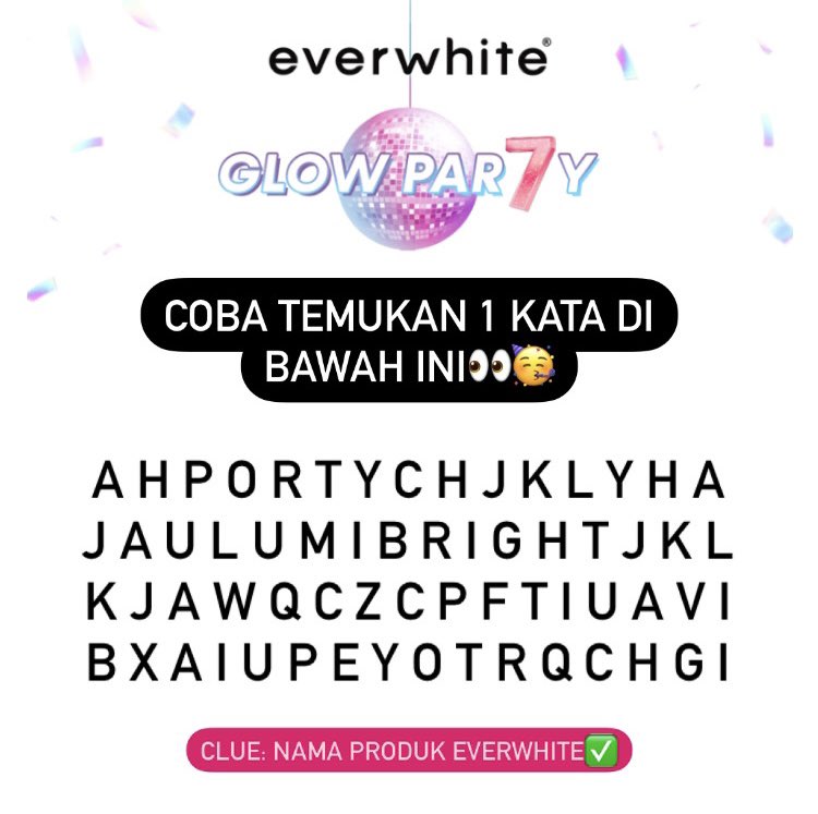 Everwhiteid's tweet photo. 🥳GLOW PAR7Y GAMES 5🥳

Ada hadiah SMART WATCH⌚️ untuk 1 Everbae beruntung🥳

Yuk ikut sekarang!
- Follow @everwhiteid
- Like &amp; rt tweet ini
- Komen jawaban kamu di games ini &amp; tag 2 orang teman kamu🥳
- Aktif di akun Everwhite ⚠️Wajib⚠️
#Giveaway #GLOWPAR7Y #GiveawayEverwhite https://t.co/MDgyDzhuOu