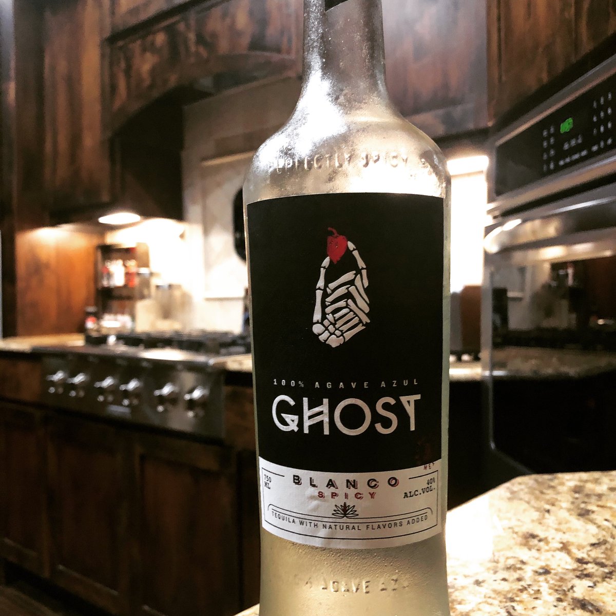 BlackburnLyle's tweet photo. My new house is already haunted so might as well kick it up a notch with this spicy Ghost tequila! #tequila #ghost #ghosttequila #haunted #hauntedhouse #spookykitchen #therocknrollchef https://t.co/p3e2OwUZmV
