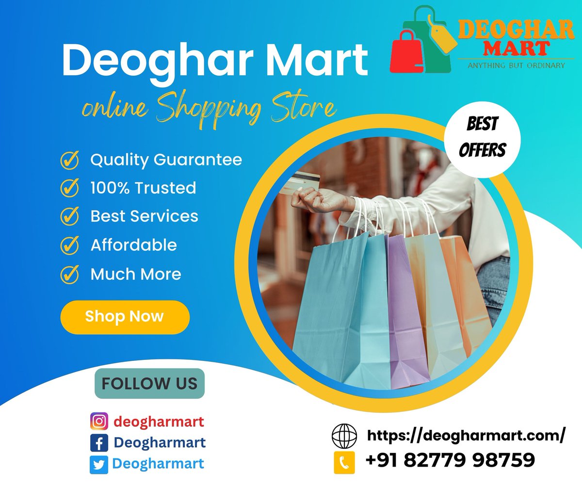 deogharmart's tweet photo. Deogharmart: Your Ultimate Shopping Destination
@satya_prakash1
@ElectrodataL
#Deogharmart
#onlineshopping
#onlinestore
#bestoffers
#homedelivery
#electrodata
#deoghar https://t.co/ADEtbTA3Bh