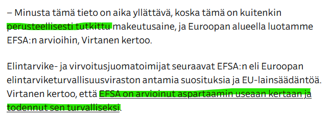 MillaTiuni's tweet photo. WHO on nyt julistanut aspartaamin ”mahdollisesti syöpää aiheuttavaksi aineeksi”.
https://t.co/pNikzckQBa

#Aspartaami oli muuten aiemmin "#tutkittu ja #turvallinen" (toinen kuvakaappaus: https://t.co/cpyyfd6bGk). https://t.co/6RhPf9OsTP