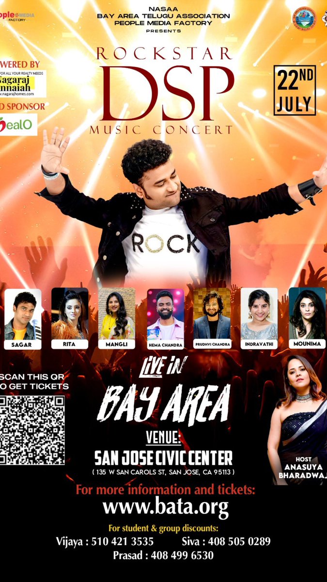 BataEvents's tweet photo. ROCKSTAR DSP’s live in concert just got bigger with the sensational singer Mangli’s coming aboard. Don’t miss this rocking concert. Tickets: Call the contacts on the flyer or go to https://t.co/mjdIEykKi4. Rock on!!!

#devisriprasad #concert #music #dsp #rockstar #dhamaka #bata https://t.co/tmULXQCDhc
