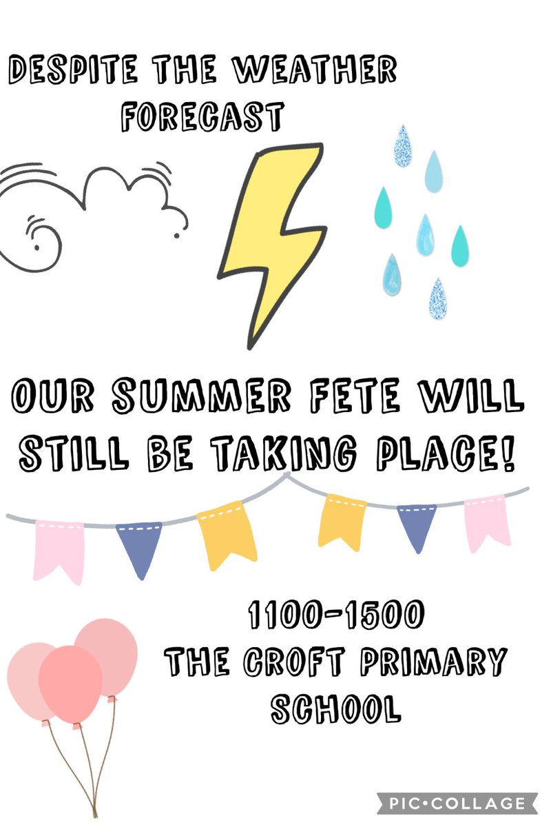 thecroftprimar1's tweet photo. The weather Saturday has meant we have had to move our event inside, and unfortunately rearrange our mobile farm visit and big inflatables, BUT, we still have plenty on offer 🎉🎉 So see out the rain and have some fun in the process 😁😁 @TheCroftPrimary https://t.co/36MqHlMYM5