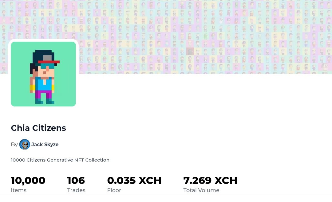 GM CHIA

stats of 
Chia Citizens NFT🌱
07/14/2023

#Chia #xch #NFT縁日 #nftcollector  #NFTs #NFTCommunity #nftart