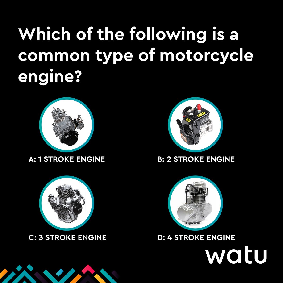 Think you know everything about your bike? Take this quiz and find out!

Give us your answers in the replies. ⬇️

#Africa #WatuForWatu #TGIF #Quiz #Bike #WatuAfrica