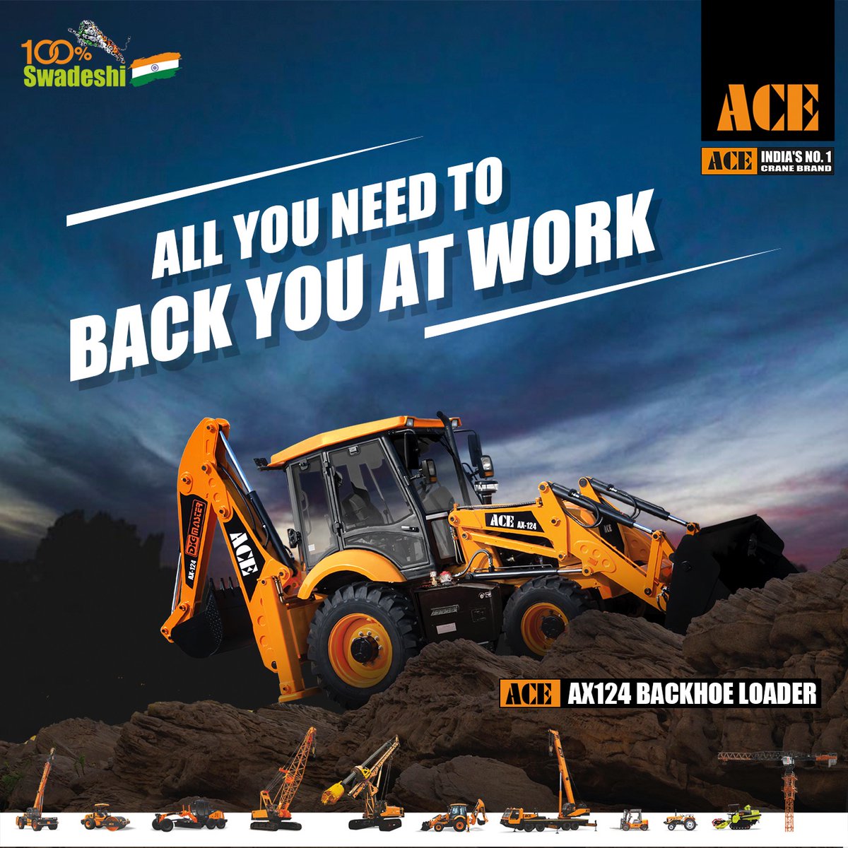 AceCranesIndia's tweet photo. ACE AX 124 Backhoe Loader is the one-stop solution to dig, load, and move with ease and maximize performance and productivity.
#ACE #AceCranesIndia #AceBackhoeLoader #ACEKiJCB #BackhoeLoader #ConstructionEquipment #RoadEquipment #Infrastructure #Construction #BackhoePrice https://t.co/k99dWMLDge