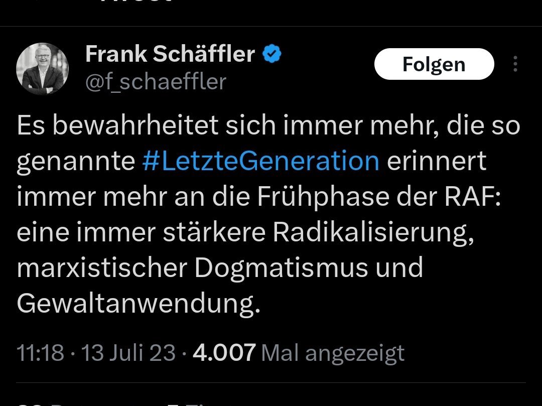Vom Macher von „Flussbetten müssen ausgebaggert werden, dann führt der Rhein auch wieder mehr Wasser“ und „Wärmepumpen kosten minimum 300.000 Euro“ kommt diesen Sommer der nächste Blockbuster: „Klimaaktivisten sind die neue RAF!“ Coming soon to a Telegram-Aluhut-Gruppe near you!