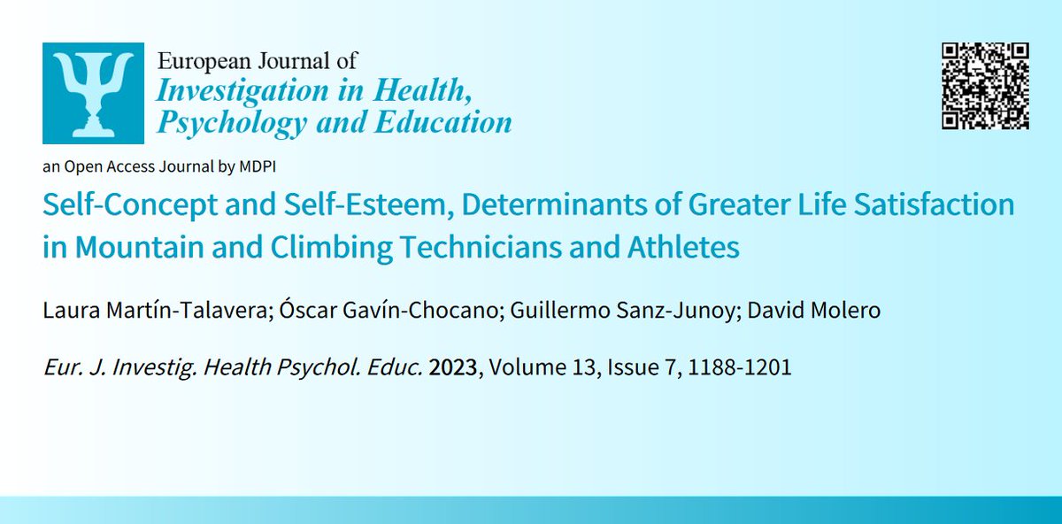 EJIHPE_MDPI's tweet image. 🤩😍Welcome to read👉&quot;#SelfConcept and #SelfEsteem #Determinants of #GreaterLifeSatisfaction in #Mountain and #ClimbingTechnicians and #Athletes&quot;📜by🧑‍⚕️Laura Martín-Talavera et al.:📍mdpi.com/2254-9625/13/7…
#lifesatisfaction #mountainsports #sports #health