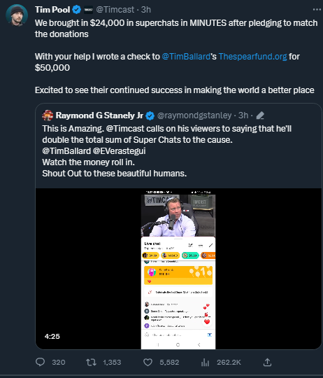 theserfstv's tweet photo. The right completely losing it for a QAnon tier fictional movie 'The Sound of Freedom' and they're throwing thousands of dollars at something called 'The Spear Fund' whose website has no information about the org or how it operates or even what it is. 

It just takes donations. https://t.co/b3R7Vl8c6J