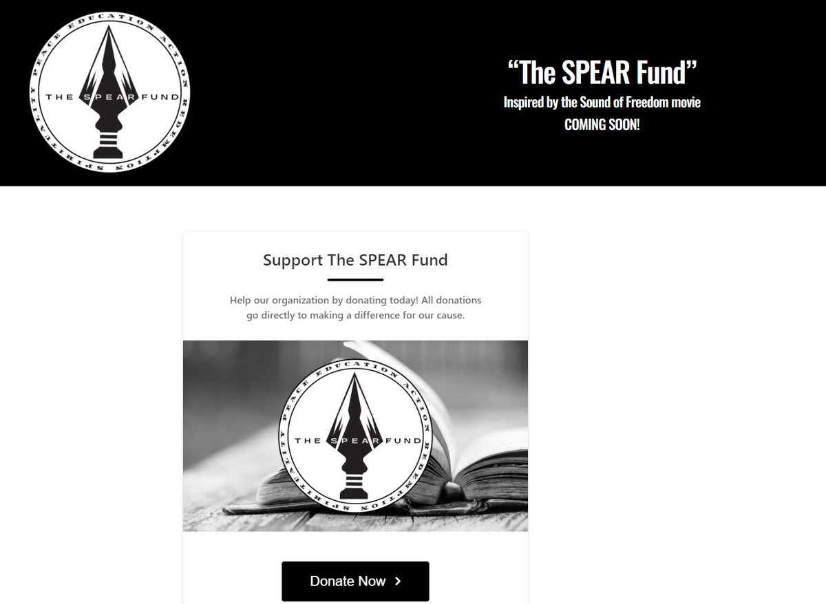 theserfstv's tweet photo. The right completely losing it for a QAnon tier fictional movie 'The Sound of Freedom' and they're throwing thousands of dollars at something called 'The Spear Fund' whose website has no information about the org or how it operates or even what it is. 

It just takes donations. https://t.co/b3R7Vl8c6J