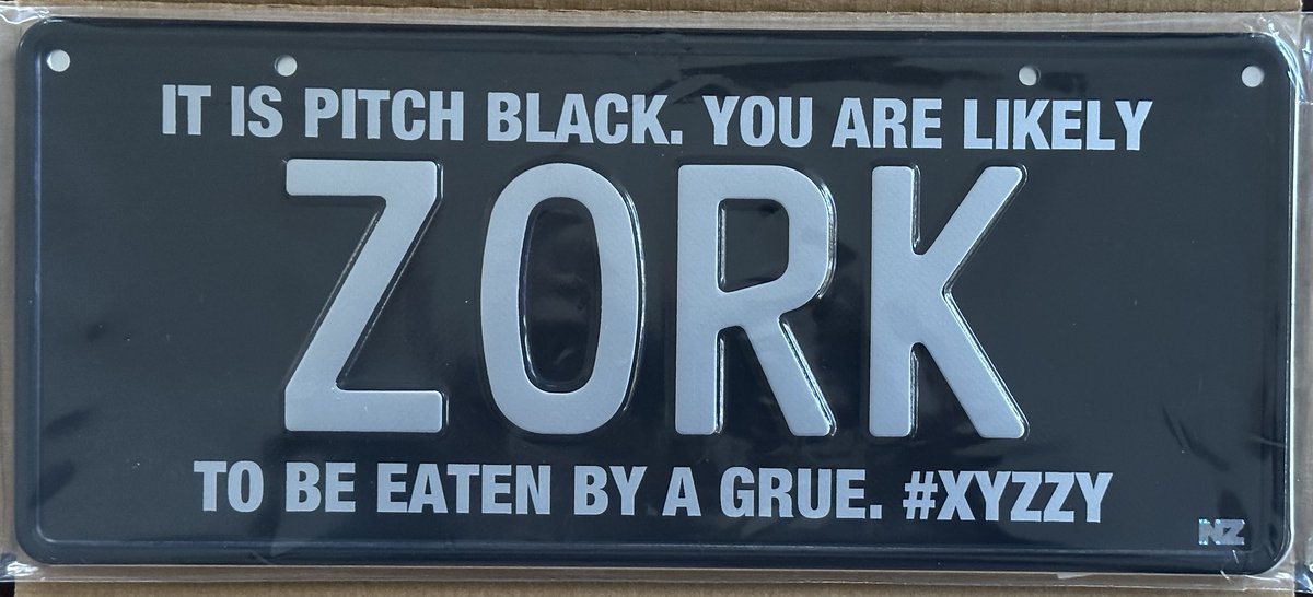 New car license plate #zork #xyzzy