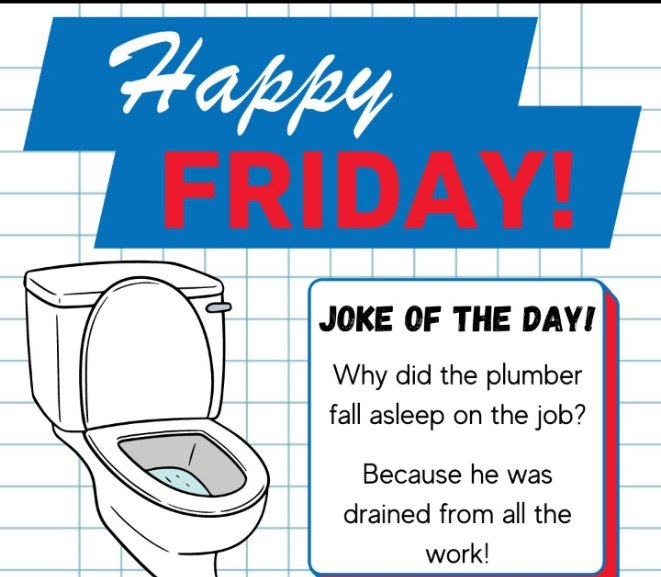jitplumbers's tweet photo. Here is a quick Laugh to start up the good vibes of the weekend for you! Happy Friday ! Drainage and emergency plumbing company that is ready to be your service 24/7.
#CrazyKennah
#JHus #Trey #Viagra #Ripple #Ghost
#MondayToWednesday Alshabab ledama https://t.co/qZom57nkqA
