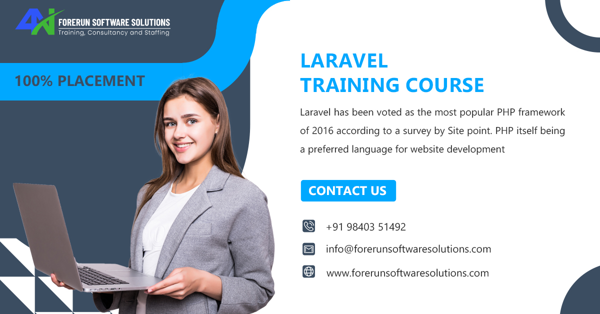 ForerunSoftware's tweet image. 🔥 Join our comprehensive Laravel Training Course and unlock the power of this popular PHP framework. Whether you're a beginner or an experienced developer, this course is designed to cater to all skill levels.
#LaravelTraining #WebDevelopmentCourse #laravel #php
