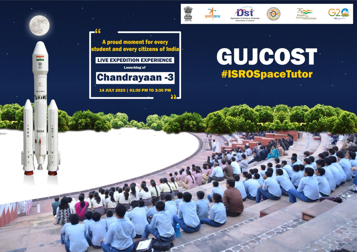 InfoGujcost's tweet photo. ભારત માટે આજે સુવર્ણ દિવસ છે. આંધ્રપ્રદેશના શ્રી હરિકોટાથી આત્મનિર્ભર ભારતનું મહત્વકાંક્ષી સ્પેસ મિશન #ચંદ્રયાન-3 ના લોંચની સફળતા માટે ગુજકોસ્ટ તરફથી ખુબ ખુબ શુભેચ્છાઓ!!! 

લોંચીગને લાઈવ નિહાળવા માટે-‌‌‌‌
https://t.co/UKQ5QCJD5T

#આત્મનિર્ભરભારત 
#GUJCOSTSpaceTutor https://t.co/2q3Epj5e59