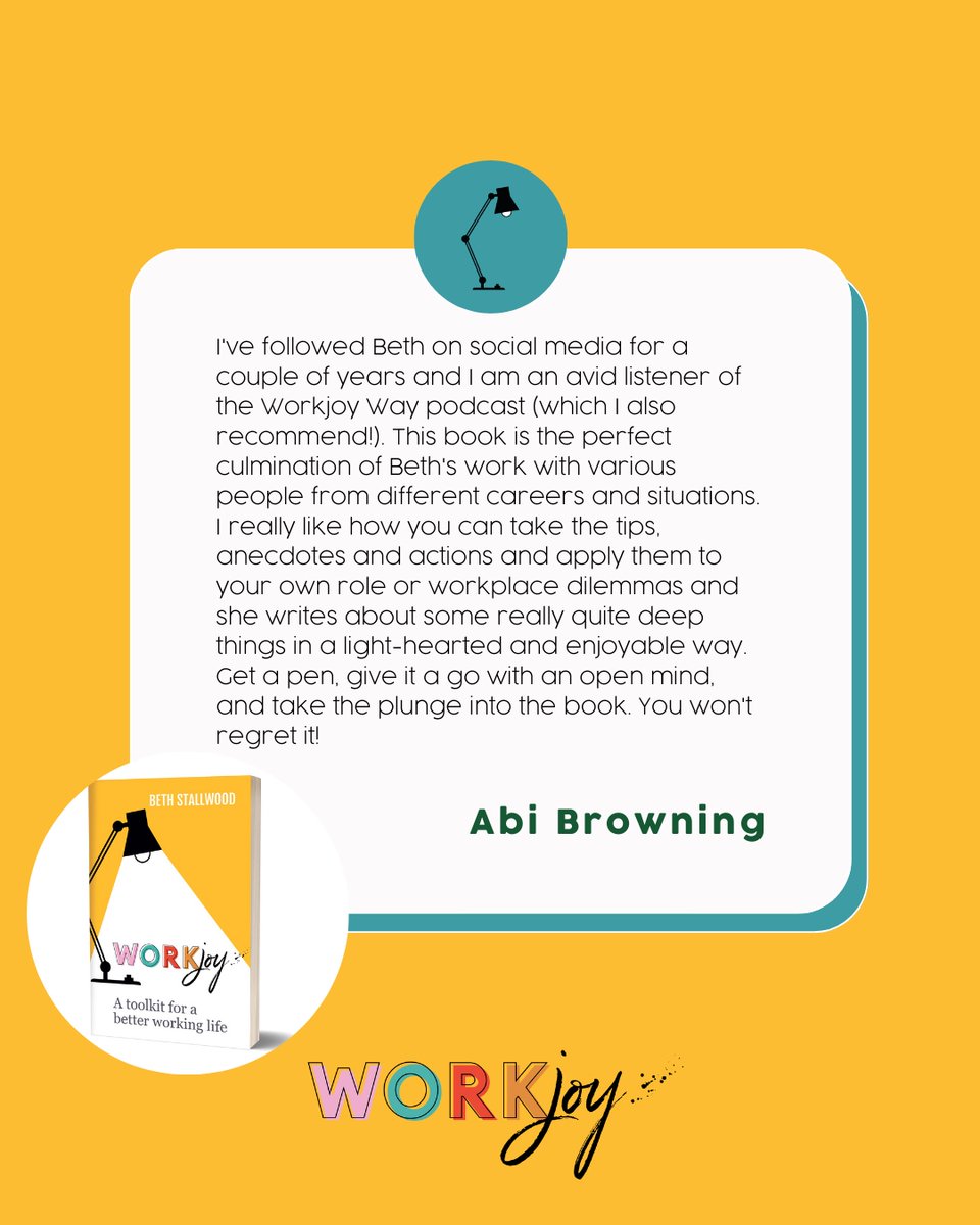 Thank you, Abi, for diving into the pages of my book and sharing your thoughts on WorkJoy: A toolkit for a better working life. 

Tag a friend who needs a dash of WorkJoy in their lives! 🙌 

#workjoyrevolution #findyourworkjoy #feedbackfriday #bookreview #author #spreadthejoy
