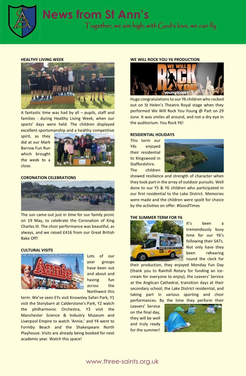 Latest edition of Trust Newsletter out now 😊 We hope you enjoy reflecting on the summer term @StAnnsRainhill 💙💚 #TrustNewsletter @the3saints @NW_LP