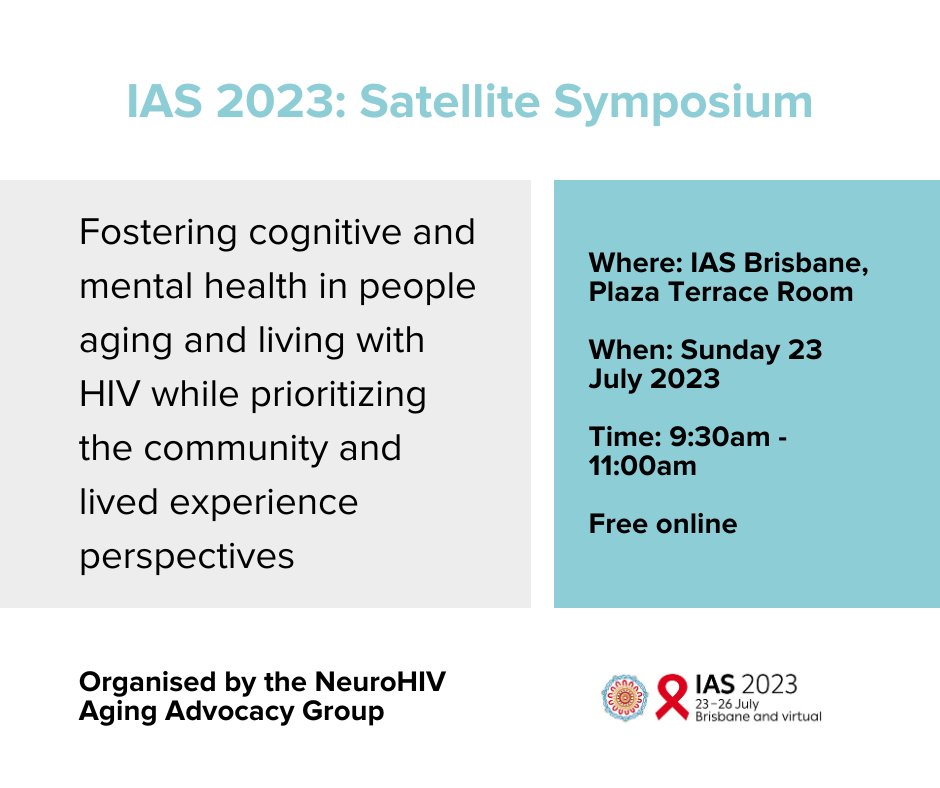 Heading to IAS? Make sure to attend ‘Fostering cognitive and mental health in people aging and living with HIV while prioritizing the community and lived experience perspectives’ co-chaired by Lucette Cysique, Amy Mullens and NAPWHA’s, Dr John Rule. ow.ly/uqan50PbimQ