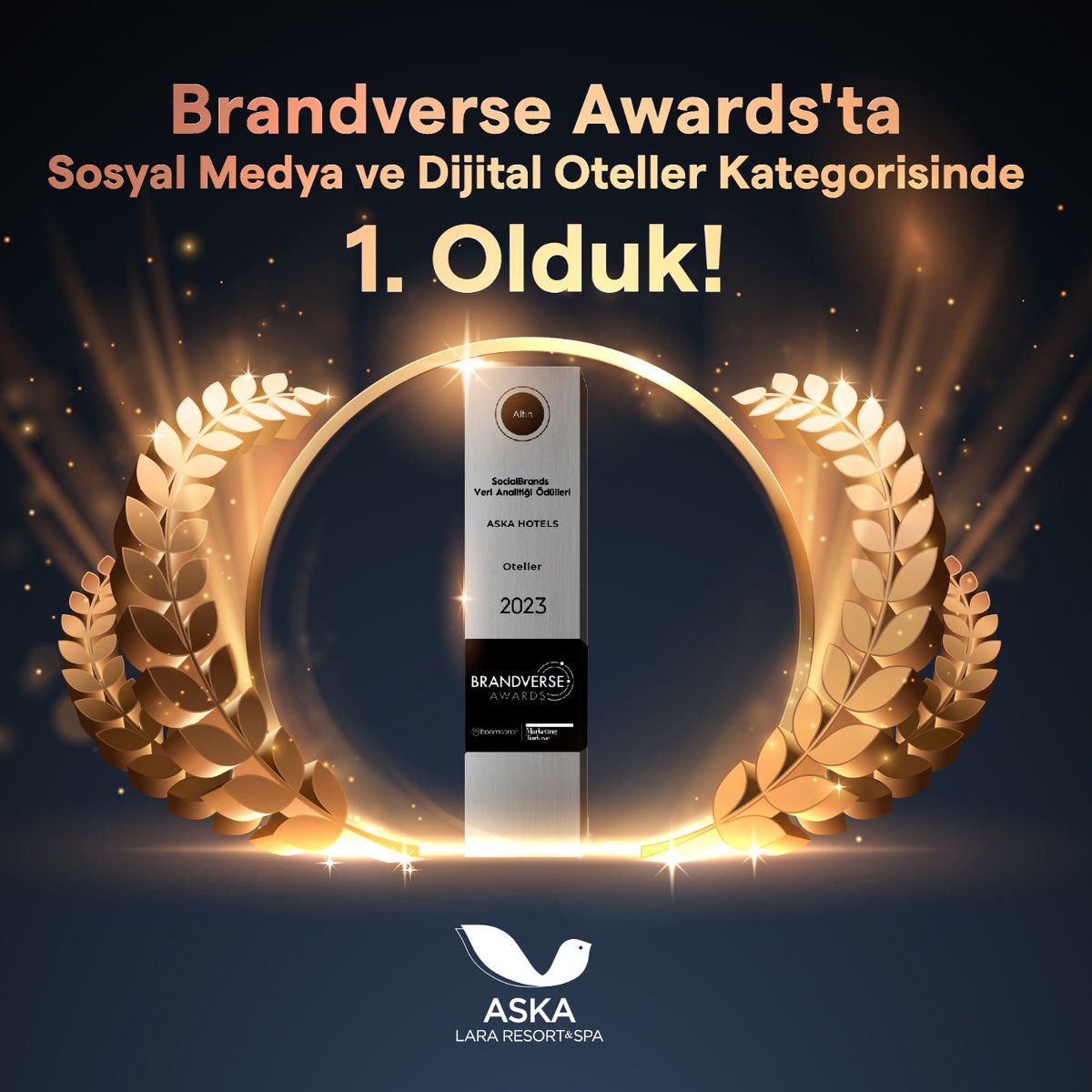 Aska Lara Resort SPA (@askalararesort) on Twitter photo Türkiye çapında tüm sektörlerden markaların, yıl boyunca sergiledikleri sosyal medya performansları değerlendirilerek verilen Brandverse Awards’un Oteller Kategorisindeki 1.’lik ödülünün sahibi Aska Lara oldu.
<a href="/BrandverseA/">Brandverse Awards</a> <a href="/BoomSonar/">BoomSonar Suite</a> <a href="/MarketingTR/">Marketing Türkiye</a> Türkiye çapında tüm sektörlerden markaların, yıl boyunca sergiledikleri sosyal medya performansları değerlendirilerek verilen Brandverse Awards’un Oteller Kategorisindeki 1.’lik ödülünün sahibi Aska Lara oldu.
<a href="/BrandverseA/">Brandverse Awards</a> <a href="/BoomSonar/">BoomSonar Suite</a> <a href="/MarketingTR/">Marketing Türkiye</a>