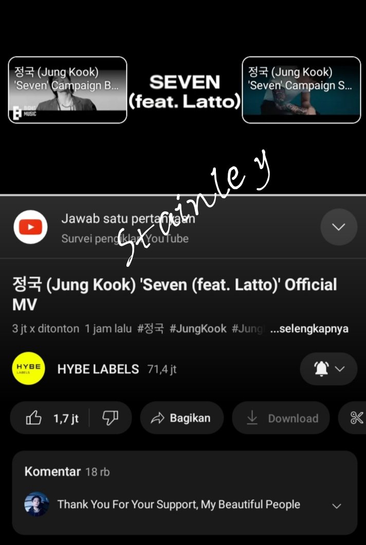 dvirector's tweet photo. congratulations for your solo debut #SEVEN Jeon Jungkook, And for rp jeon Jungkook. I hope this song can be accepted by the public and can be enjoyed by all groups. the song is good, I believe this song will top the world charts.

#정국 #JungKook #JungKook_Seven https://t.co/InWk9jQ7fV