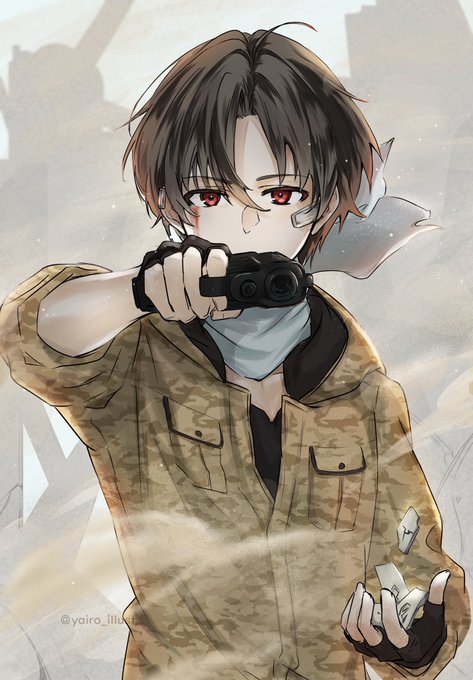 「camouflage fingerless gloves」 illustration images(Latest)