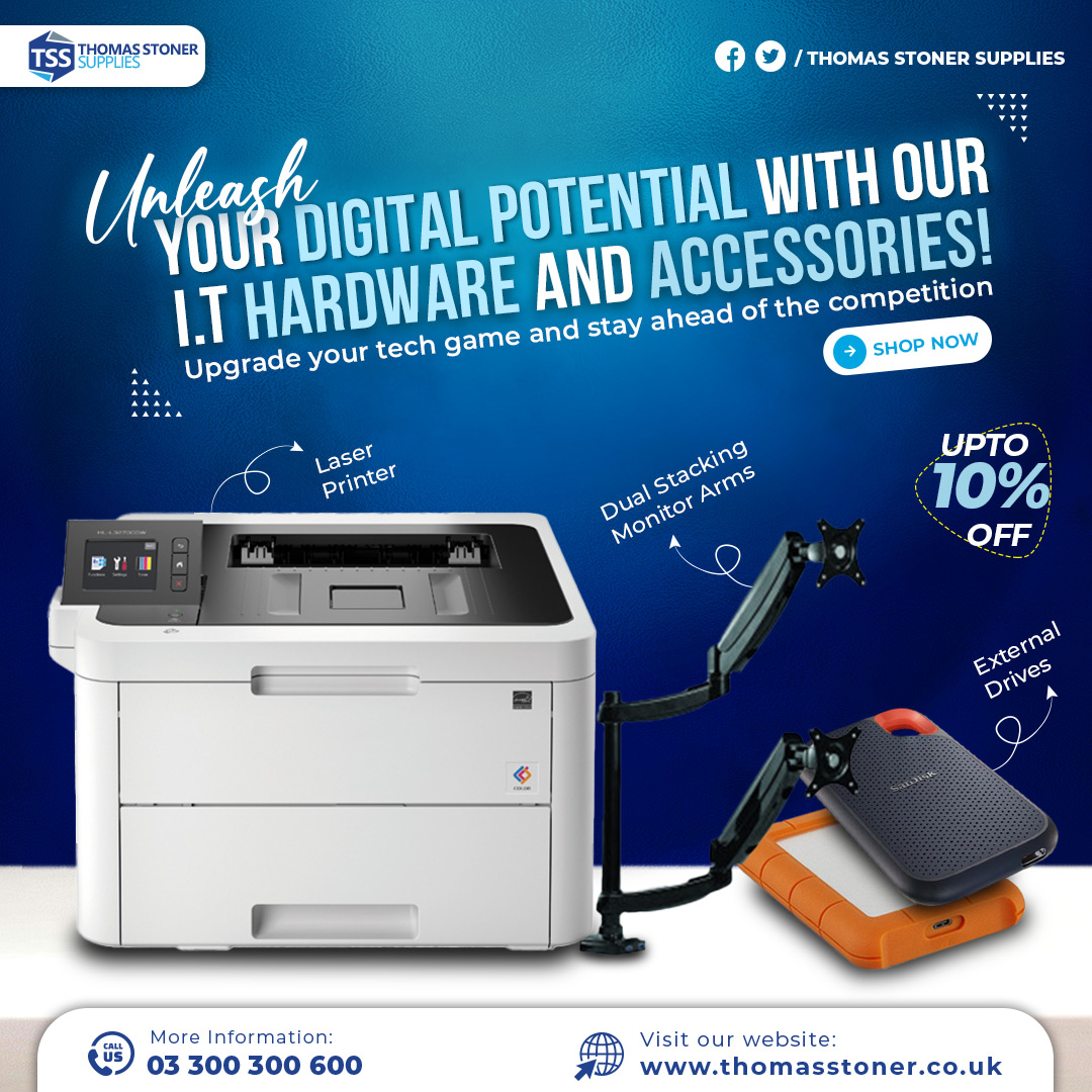 Take your digital experience to the next level with our top-of-the-line I.T. hardware and accessories! 💻🔌  
thomasstoner.store/product/list/?…

#ITHardware #TechAccessories #TechSolutions #TechEssentials #UpgradeYourTech #Printers #MonitorArms #Drives #ThomasStonerSupplies