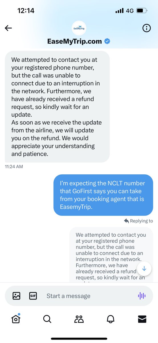 Tajindersingh07's tweet photo. @EaseMyTrip @Imsuryapr If this is the case, say it upfront publicly. Why you have to DM to say this. This clearly means there’s a discrepancy in the proceedings. Been asking for just a NCLT tracking number for months now and you guys fail to do that also. @TAAI1951 Please look into this. 
@DGCAIndia https://t.co/JxaPDsMg3w