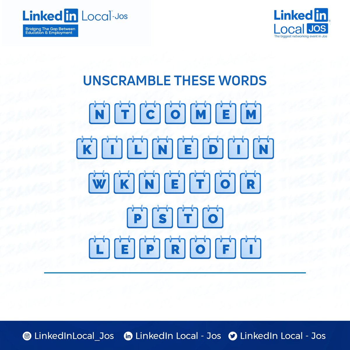 LinkedinJosTown's tweet photo. Let's see how familiar you are with Linkedin.
Happy weekend Fam. 💃
#Jos
#LinkedInLocalJos
#Linkedinlocalevents
#linkedinlocal
#networking
#linkedinlocalvirtual
#Josconnect https://t.co/mrUCjn7lss