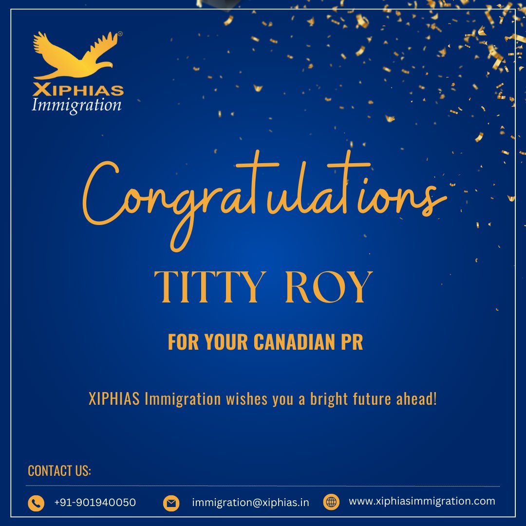 XiphiasInfo's tweet image. Congratulations TITTY  ROY  for your Canadian PR!

Visit us for more information:
lnkd.in/gzumS-R6

#canada #canadaprvisa #canadaimmigration #canadaexpressentry
#XIPHIAS #XIPHIASImmigration #BestImmigrationConsultant #topimmigration