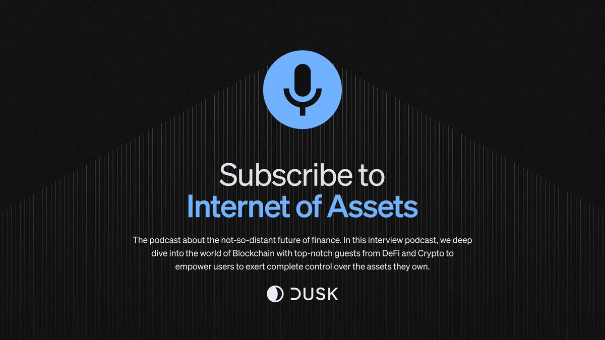 DuskFoundation's tweet image. Ready to explore the not-so-distant future of finance? 

Tune in to the Internet of Assets podcast, where we deep dive into the world of Blockchain with top-notch guests from DeFi and Crypto. 

Listen on Spotify: open.spotify.com/show/0CIrzb6H7…

#InternetOfAssets #FinanceFuture #podcast