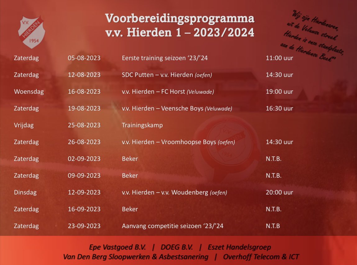 v.v. Hierden 1 heeft de voorbereiding voor het seizoen 2023/2024 rond!⚽️