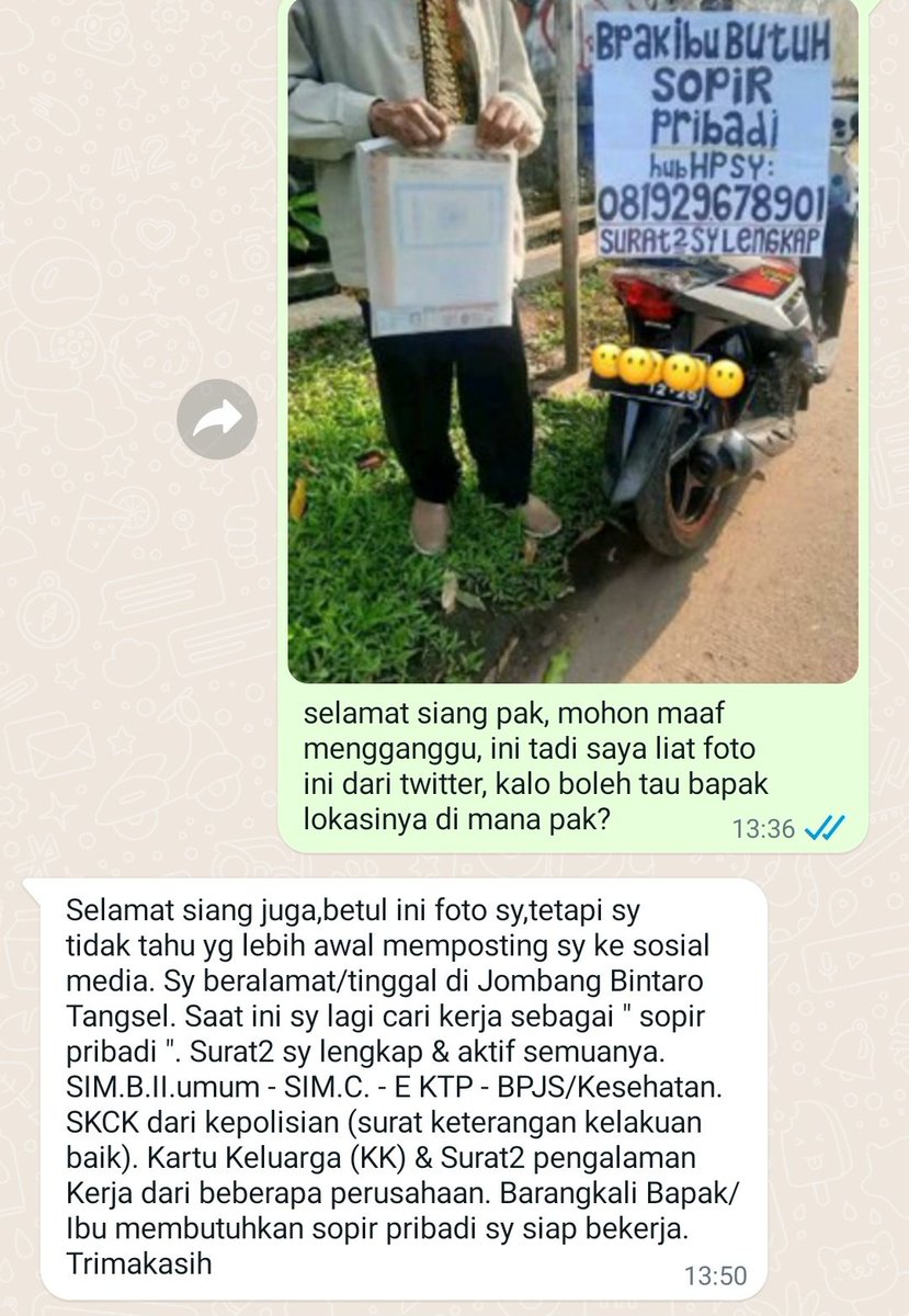 _aintover's tweet photo. @tanyarlfes lokasinya di tangerang selatan guys, alamat blio di jombang bintaro tangsel, monggo mgkin ada yg di area tangsel sekitarnya yg membutuhkan jasa sopir pribadi https://t.co/LuBwu4cfCc