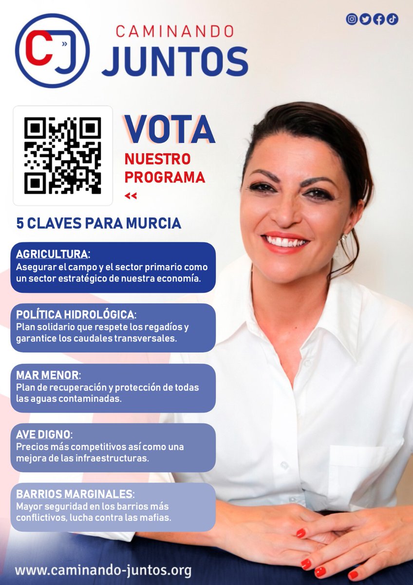 🟦 5 🟥 Estas son nuestras cinco propuestas claves para #Murcia

✅️ En <a href="/MurciaC_J/">CaminandoJuntos Murcia</a> pensamos que otra forma de hacer política es posible. No hacen falta extremos, en @C_JEspana cabemos todos. #23J tú decides.

💙♥️ <a href="/Macarena_Olona/">Macarena Olona</a> y todos los candidatos de #CaminandoJuntos al