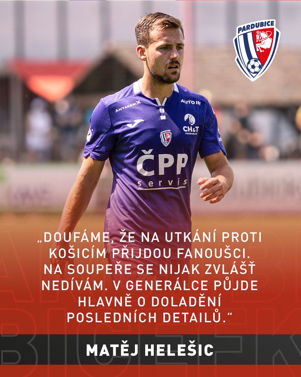 FK_Pardubice's tweet photo. PREVIEW | Pardubáky čeká už tuto sobotu generálka před ostrým startem @fortunaligacz ‼️
Do CFIG Areny přijede slovenský FC Košice 🤝 a vy si nyní můžete přečíst, co před tímto duelem prozradil Matěj Helešic ⚽️
Preview ▶️ https://t.co/xvKo7kiq0G
#fkpce #generalka #fkpardubice https://t.co/V8Hmy2OeVR