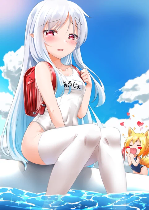 白スク白ニーソもまぶしい 
