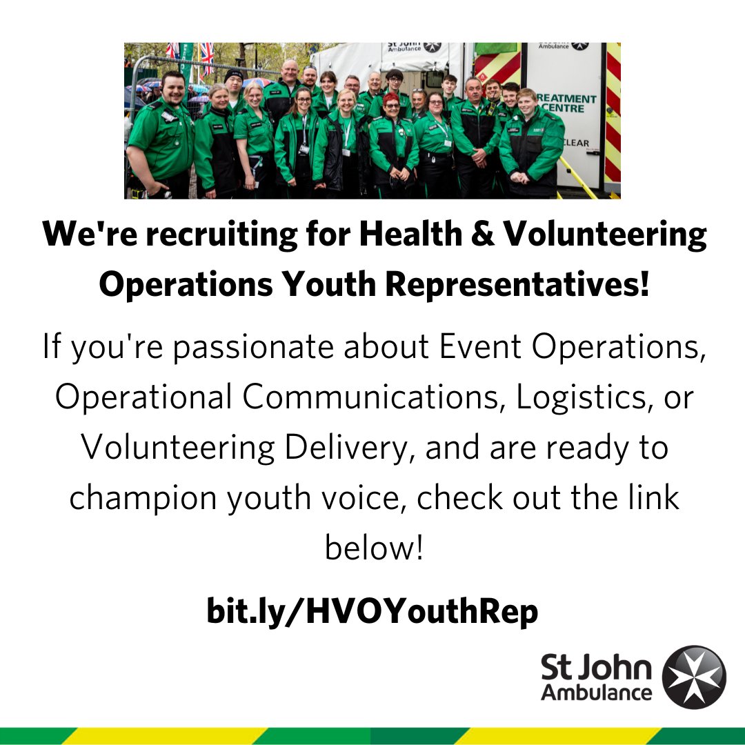 @SJAOperations is excited to announce the newest roles available for @stjohnambulance @SJAYouthEng young people! 💚 If you've got any questions, ping them over to YouthOperations@sja.org.uk