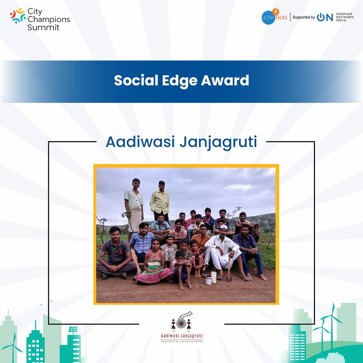 Aadiwasi Janjagruti wins the Social Edge Award at #CityChampionsSummit for their efforts to bridge the gap between the government and the people. They do so by raising awareness and issues at the grass root level.