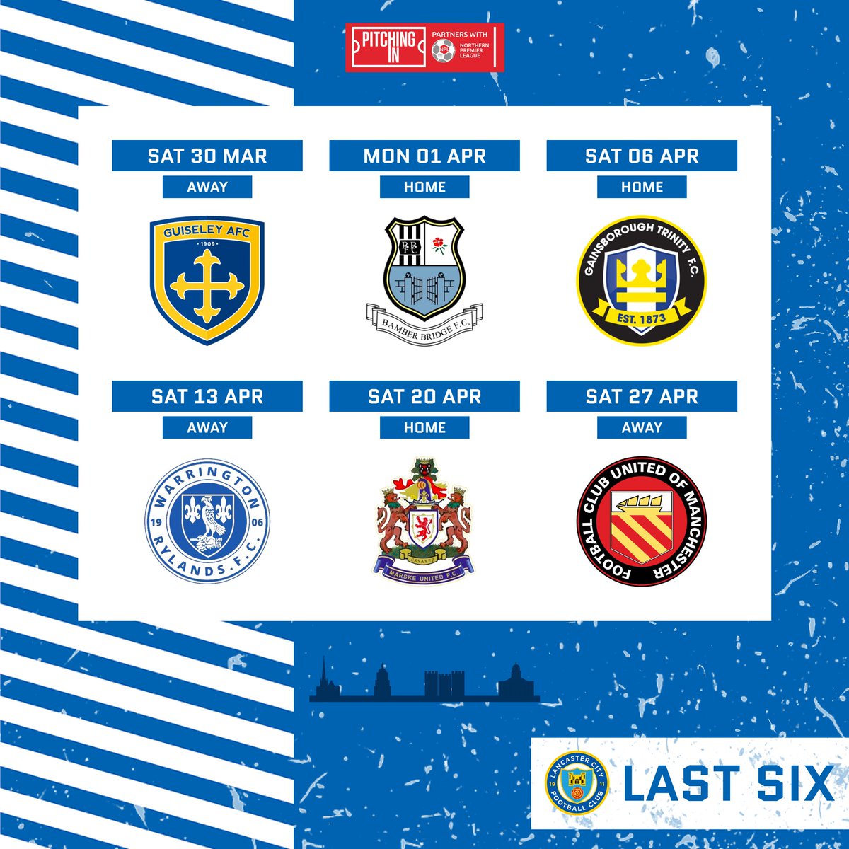 LancasterCityFC's tweet photo. 📰 | 𝗜𝗻 𝗰𝗮𝘀𝗲 𝘆𝗼𝘂 𝗺𝗶𝘀𝘀𝗲𝗱 𝘁𝗵𝗲 𝗻𝗲𝘄𝘀...

Another home game to open with and that run-in to end the season 👀

🗓️ For the full list https://t.co/lRdPUQ6NQo

🎟️ Buy your season tickets https://t.co/23nPTXWHyI

#OurCity • #COYDB • #ADAW https://t.co/6anjx4VTpZ
