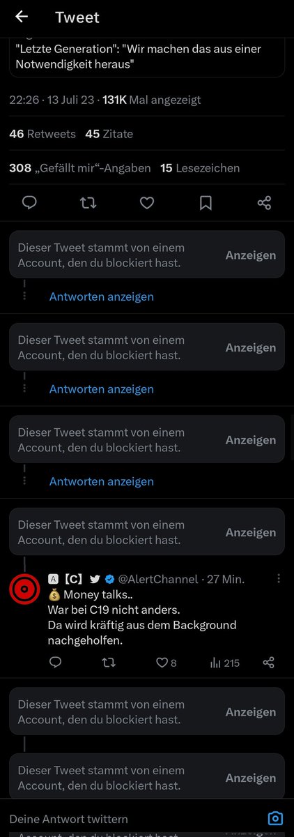 Seit der Einführung des Deppenhakens sieht es bei mir unter vielen Tweets nur noch so aus ⬇️😅 selbst wenn es nur ein Tagesschauartikel ist.
