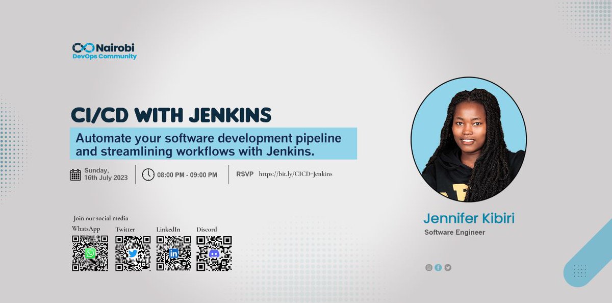 nairobidevops's tweet image. 📢 Don&apos;t miss out on an exciting online event on CI/CD with Jenkins, led by @kibiri_jenny! Mark your calendars for this Sunday at 8pm.

RSVP here ➡️ lnkd.in/d4XUx_hH

Looking forward to seeing you at the event!

#devops  #nairobidevopscommunity #cicd #jenkins #automation