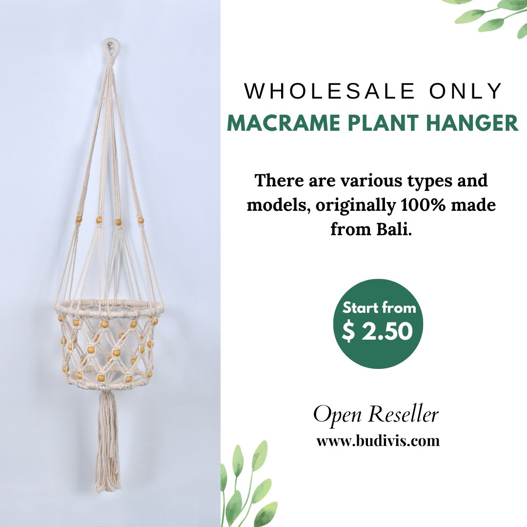 Macrame Plant Hanger

There are various types and models, originally 100% made from Bali.

Start from $2.50
budivis.com/landingpage/pa…

#planthanger #macrame #budivis #wholesale #wholesaler #macrameplanthanger #handmade #homedecor #macramewallhanging #macramelove