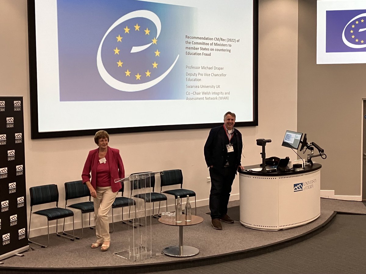 Last day of #ECEAI2023: Prof. Michael Draper starts his keynote about the <a href="/coe/">Council of Europe</a> Recommendation on educational fraud #ETINED