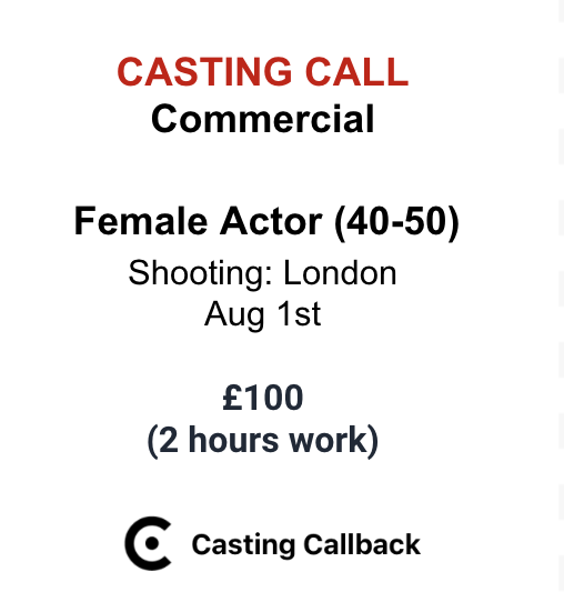 CastingCallbac1's tweet photo. #castingcall #audition #commercial 
FREE TO APPLY on CASTING CALLBACK
https://t.co/5KmOXplGoL https://t.co/YHo0boHm84