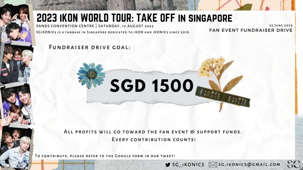 SG_iKONICS's tweet photo. [D-31 to iKON in Singapore 🇸🇬 ]

Hello iKONICS!

SGD 760/ SGD 1,500 
50% towards fundraiser drive goal 🎉🔥

TQ for the kind support till date. We hope for more support to reach our goal soon 💯

🔗: https://t.co/L6VQleS4DU

RT &amp; like!

#iKONinSG2023 #iKON #아이콘 #SGiKONICS https://t.co/NxkwMDpLjK