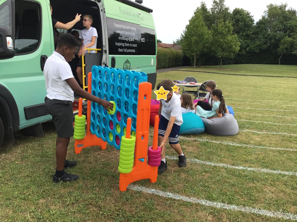 PrimaryBeaumont's tweet photo. Our Year 6 children enjoyed a visit from @PorchProject  who chatted with them about their transition to High School. The children also played some games and relaxed in the sunshine 🌞🚃 https://t.co/XekPPXPigR
