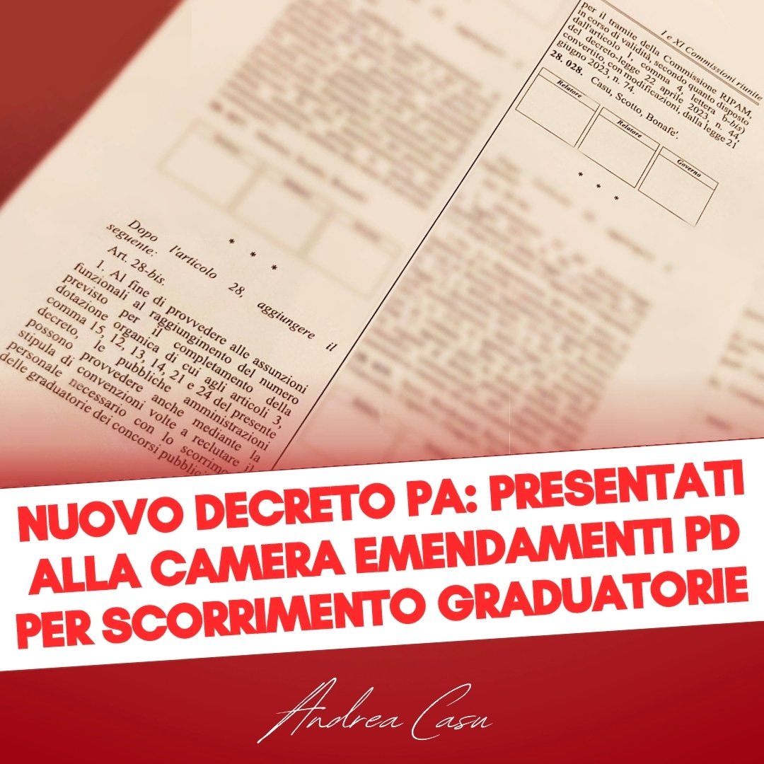 andcasu's tweet photo. Continua il nostro impegno in Parlamento per aprire la porta della Pubblica Amministrazione a una nuova generazione di impegno e competenze in grado di rispondere subito alla necessità di rafforzamento e rinnovamento della PA. Grazie alla collaborazione di tutto il gruppo del Partito Democratico abbiamo presentato una serie di emendamenti anche al nuovo #DecretoPA per affrontare il tema cruciale dello #scorrimentograduatorie ▶️ https://t.co/im2hknBWQJ