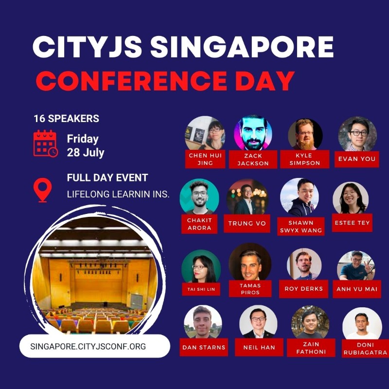 CityJS Conferences (@cityjsconf) on Twitter photo Have you seen the CityJS #Singapore Speakers Lineup?π±
Speakers like
<a href="/youyuxi/">Evan You</a>
Kyle Simpson,
<a href="/ScriptedAlchemy/">Zack Jackson</a>
<a href="/taishiling/">Shi Ling</a>
<a href="/tpiros/">Tamas Piros</a>
<a href="/swyx/">swyx</a>
<a href="/gethackteam/">Roy Derks π</a>
<a href="/hj_chen/">HJ Chen | ιζ
§ζΆ</a>
just to name a few
And you still haven't got your ticket!π€¨
Just a few ποΈ left
singapore.cityjsconf.org Have you seen the CityJS #Singapore Speakers Lineup?π±
Speakers like
<a href="/youyuxi/">Evan You</a>
Kyle Simpson,
<a href="/ScriptedAlchemy/">Zack Jackson</a>
<a href="/taishiling/">Shi Ling</a>
<a href="/tpiros/">Tamas Piros</a>
<a href="/swyx/">swyx</a>
<a href="/gethackteam/">Roy Derks π</a>
<a href="/hj_chen/">HJ Chen | ιζ
§ζΆ</a>
just to name a few
And you still haven't got your ticket!π€¨
Just a few ποΈ left
singapore.cityjsconf.org