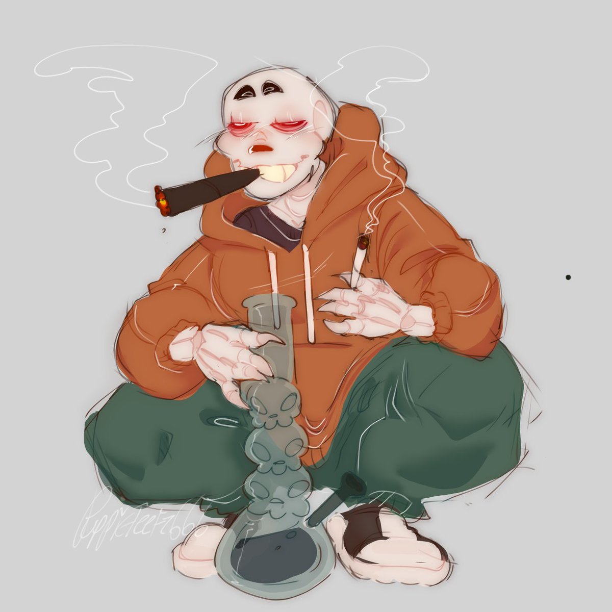 PUPP0CCINO's tweet photo. * amino coin commission that was supposed to be a little doodle but I had too much fun w it and got too carried away😭 
Stretch and his comically large blunt 
#undertale #swappapyrus #underswap #undertaleAU #utau #art #ArtistOnTwitter https://t.co/6RDPfk27o1