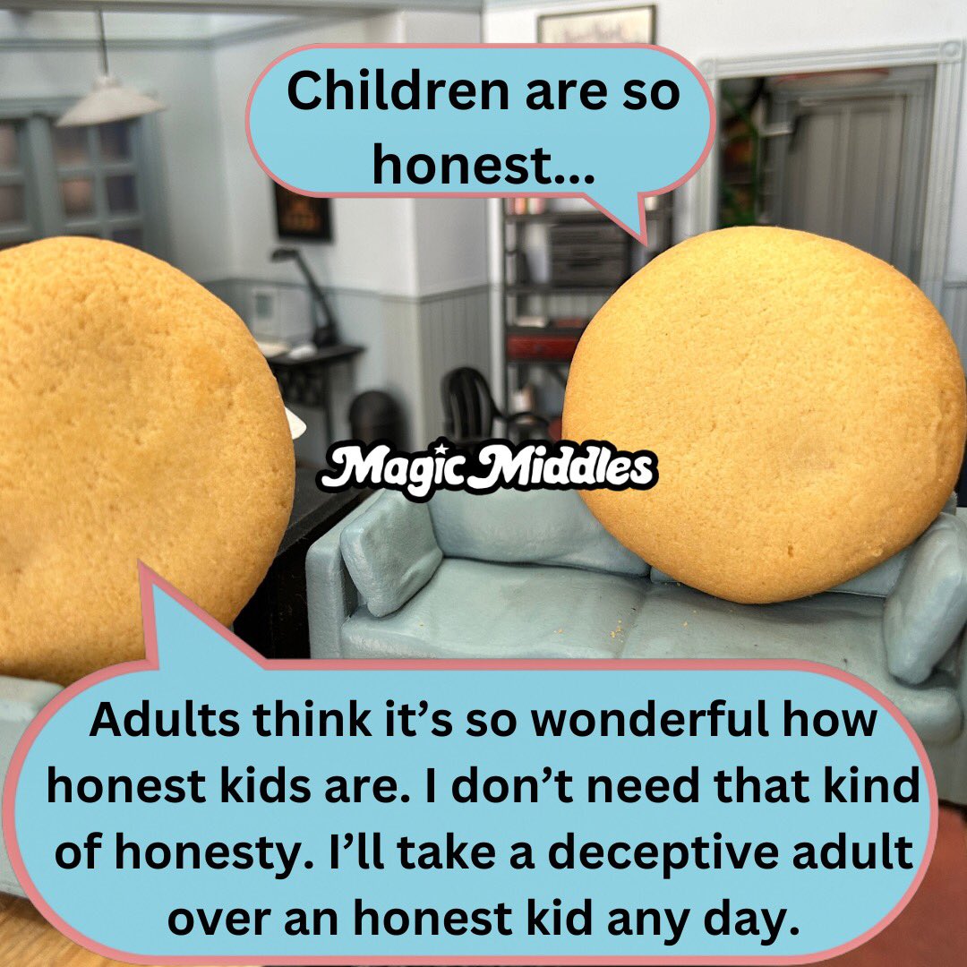 magicmiddlesco's tweet photo. Are you team honest children or deceptive adults? 🤔 .
.
.
.
#magicmiddles #magic #nostalgia #cookie #snack #kamalskitchen #atlanta #atl #seinfeld #comedy #comedyposts #tuesday #seinfeldquotes #sarcasm #sarcastic #children #honesty #deceptive #adults #rude #wouldyourather https://t.co/WArlwZWMv5