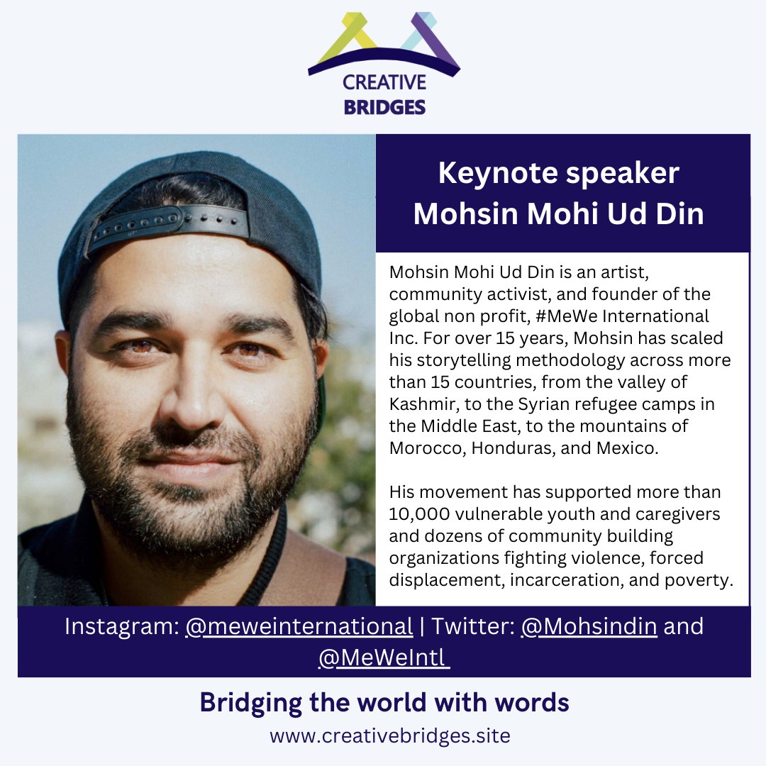 CBWellbeing's tweet photo. The first of our two fantastic keynote speakers this year is @mohsindin!

Find out more about them and their work with @MeWeIntl below.

#CBwellbeing #Conference #MentalHealth #Storytelling #WritingforWellbeing https://t.co/fNgT40dzyo